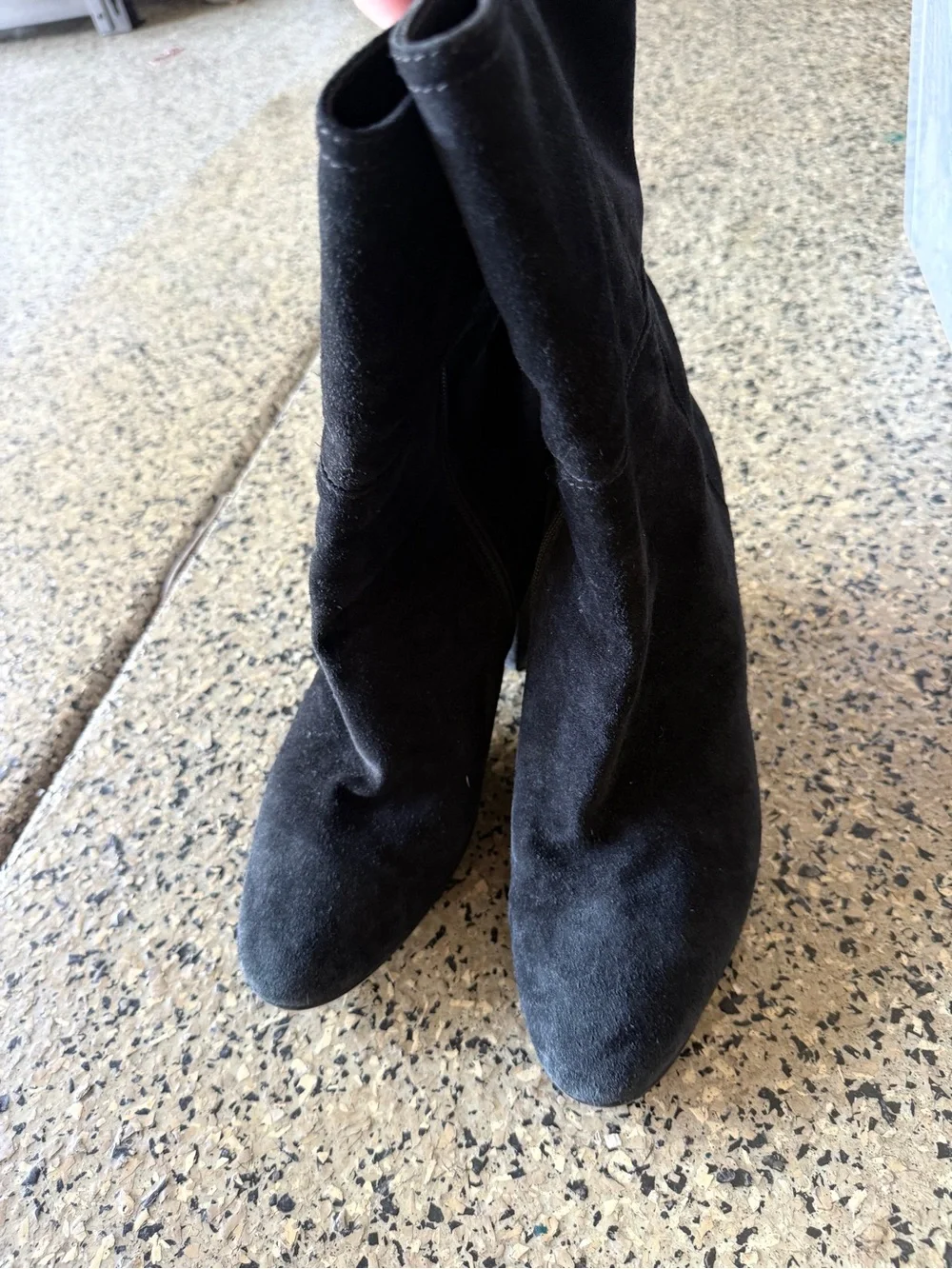 Aquatila black Suede Italian Leather Bootie Heeled Boots 10.5